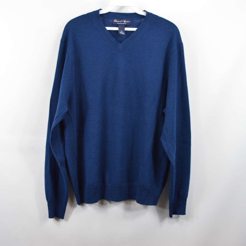 Davis & Squire Mens Medium V Neck Sweater Merino